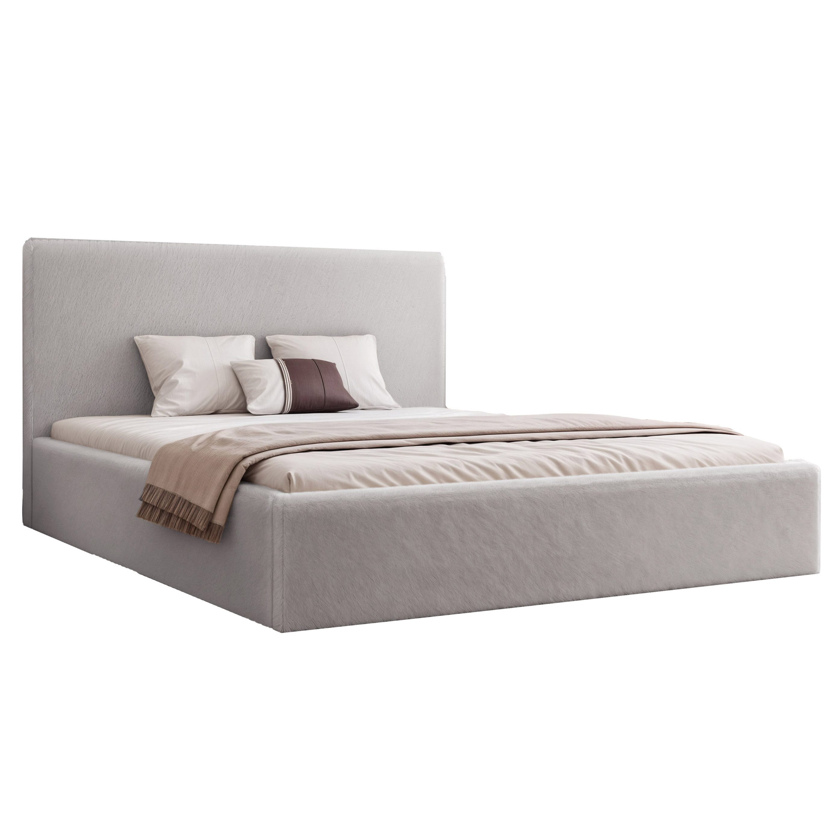 Goldstoff Polsterbett Modernes Bett "LUMINA" mit großem Stauraum und gepolstertem Rahmen (120–200x200 cm, Kopfteilhöhe 70/110 cm), Elegantes Stauraumbett mit gepolstertem Kopfteil und Holzrahmen