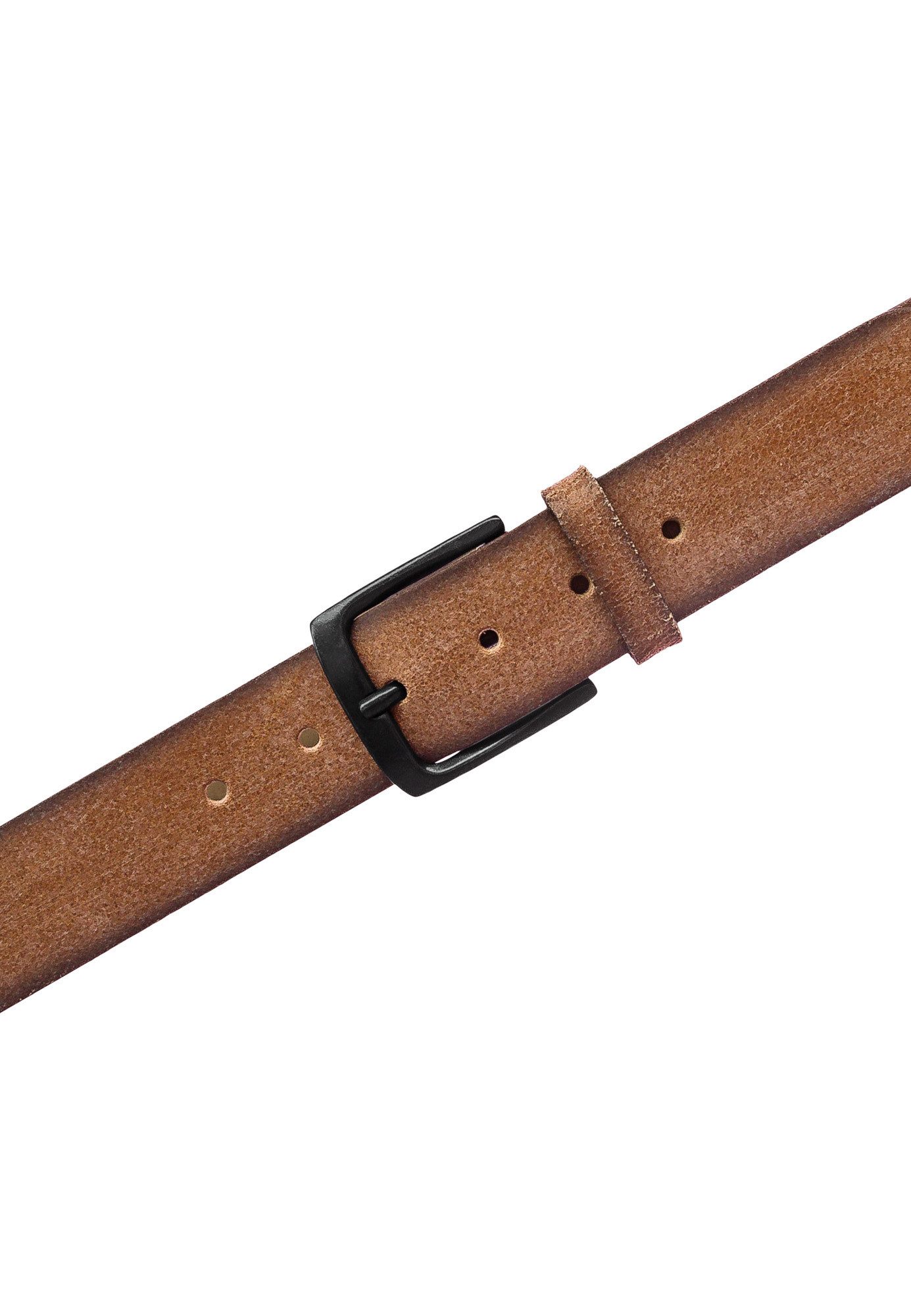 MUSTANG Ledergürtel Vollrindleder in Antik-Optik, Dornschnalle, 4 cm breit