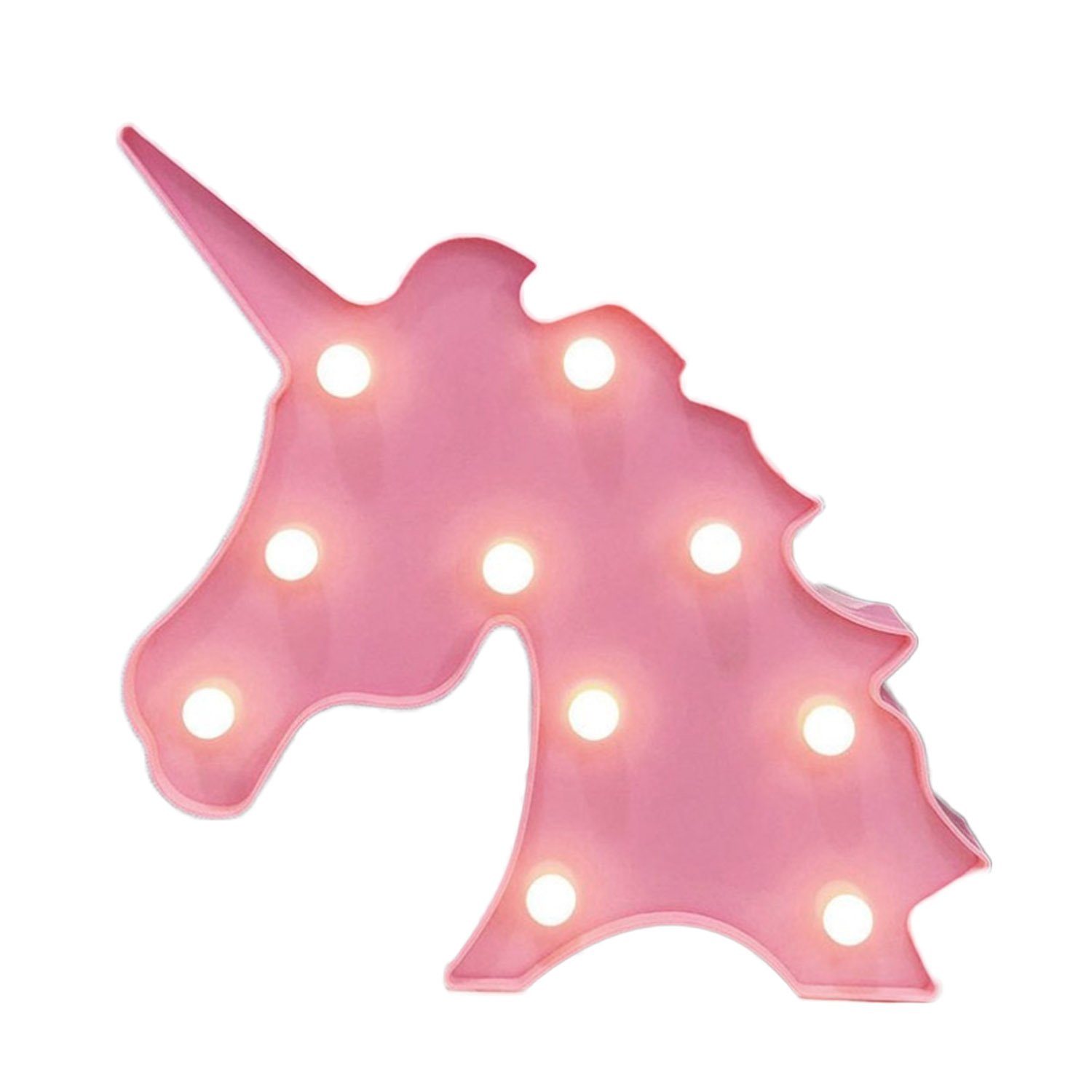 Kopper-24 LED Dekofigur LED Leuchtschild, 3D Aufsteller Einhorn Unicorn rosa, ca. 25,3 x 25 x, LED