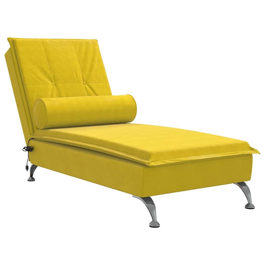 vidaXL Chaiselongue Massage-Chaiselongue mit Nackenrolle Gelb günstig online kaufen