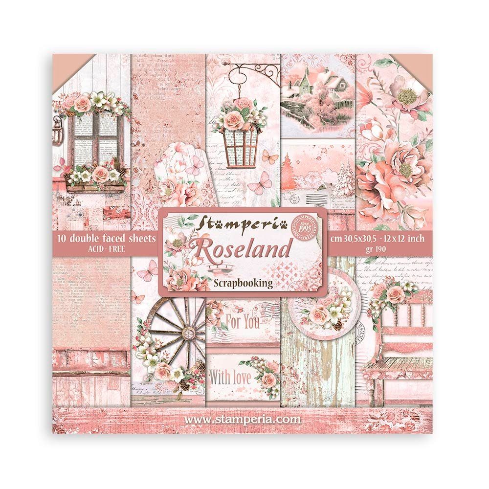 Motivpapier Scrapbook-Block Roseland