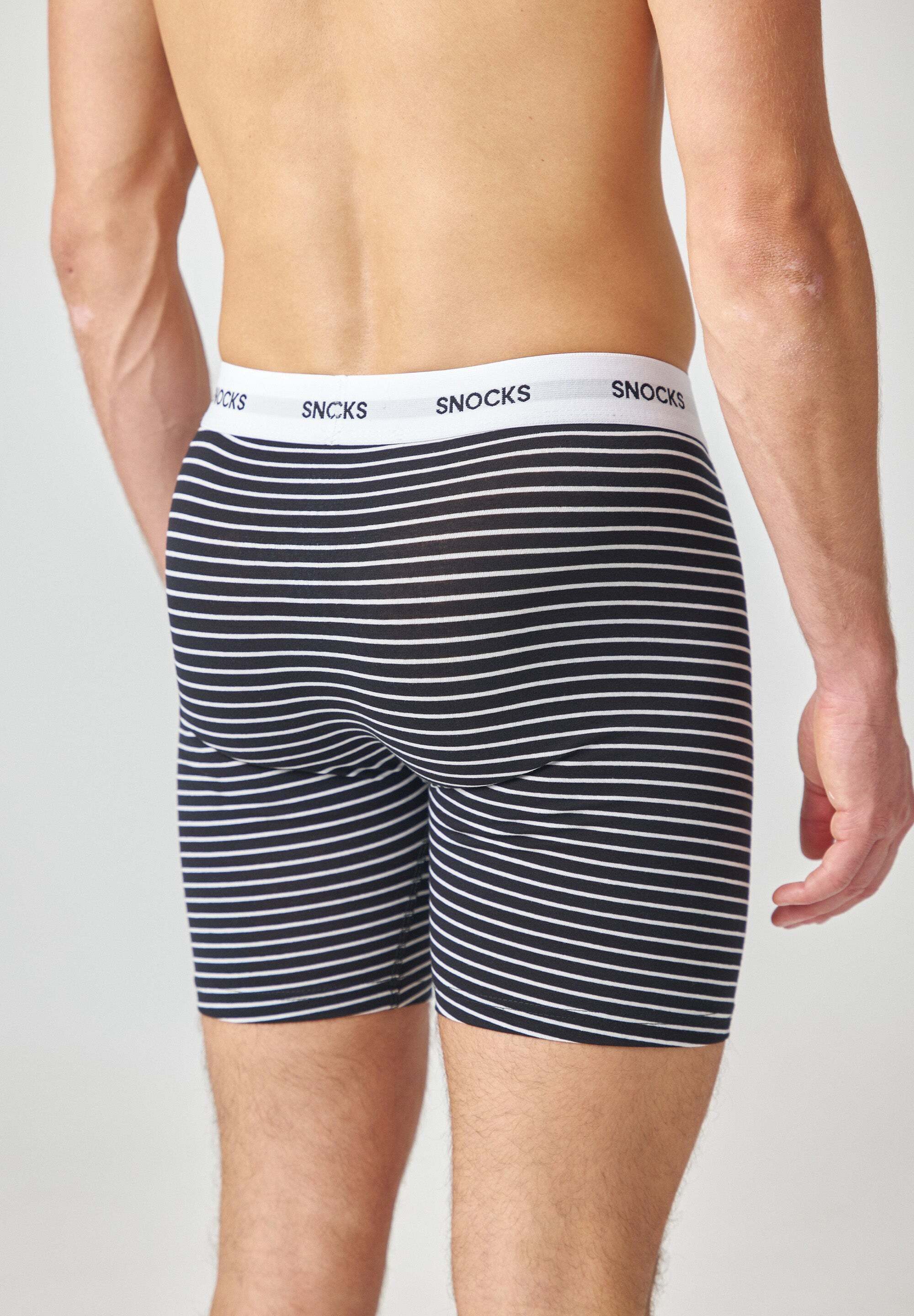 SNOCKS Boxershorts Enge Unterhosen mit längerem Bein Herren Männer (6-St) aus Bio-Baumwolle, ohne kratzenden Zettel, bequem durch längeres Bein