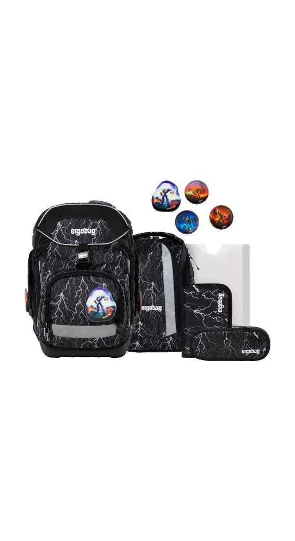 ergobag Schulranzen pack Set (6-tlg., 6-teiliges Set), größenverstellbares Rückensystem