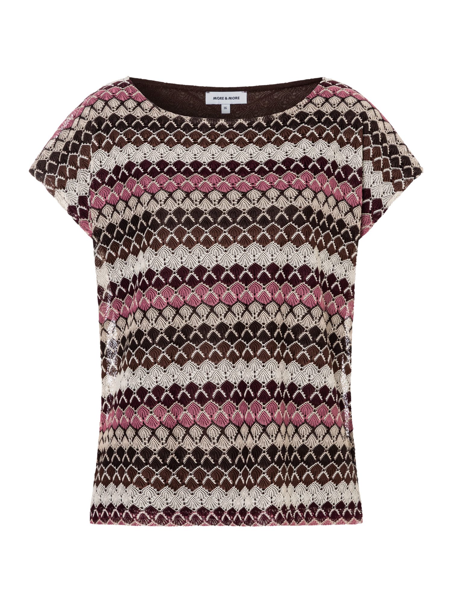 MORE&MORE Kurzarmshirt trendiges Ajourmuster-Kurzarmshirt