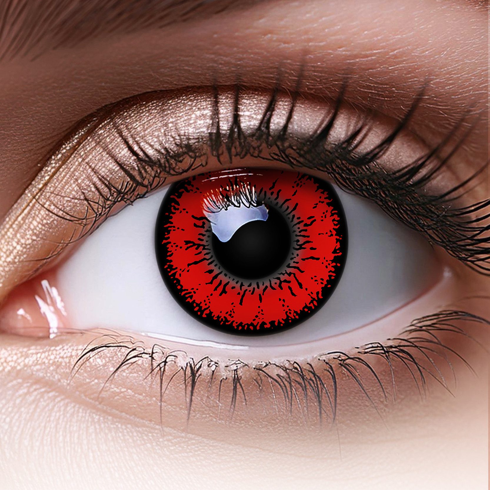 MeralenS Tageslinsen Rote 'Red Flower' Manga Fun Linsen 1 Paar. Halloween & Cosplay