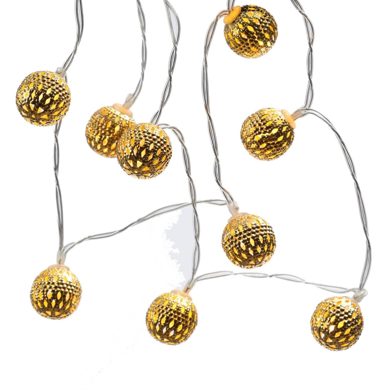 MARELIDA LED-Lichterkette LED Lichterkette 20 Kugeln Metallbälle orientalisch marokkanisch gold, 20-flammig