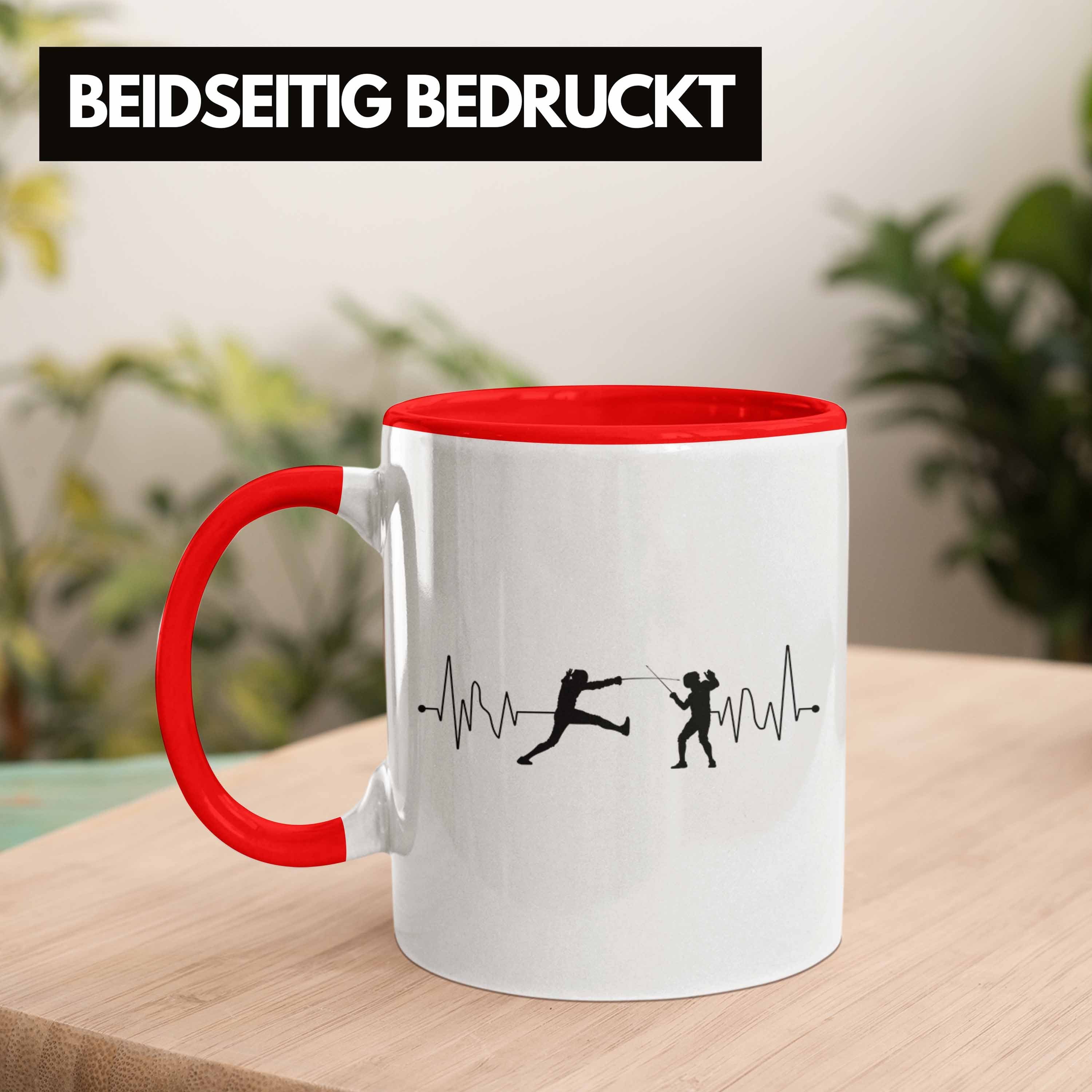 Trendation Tasse Fechten Weih Tasse Herzschlag Rot Fechter Geschenkidee Geburtstag Geschenk