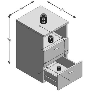 Lomadox Schlafzimmer-Set CERNA-10, (Spar-Set, 2-St), Nachtschrank Nachtkonsole, 2er Set, Lava / dunkelgrau, 35/61,5/39,9 cm