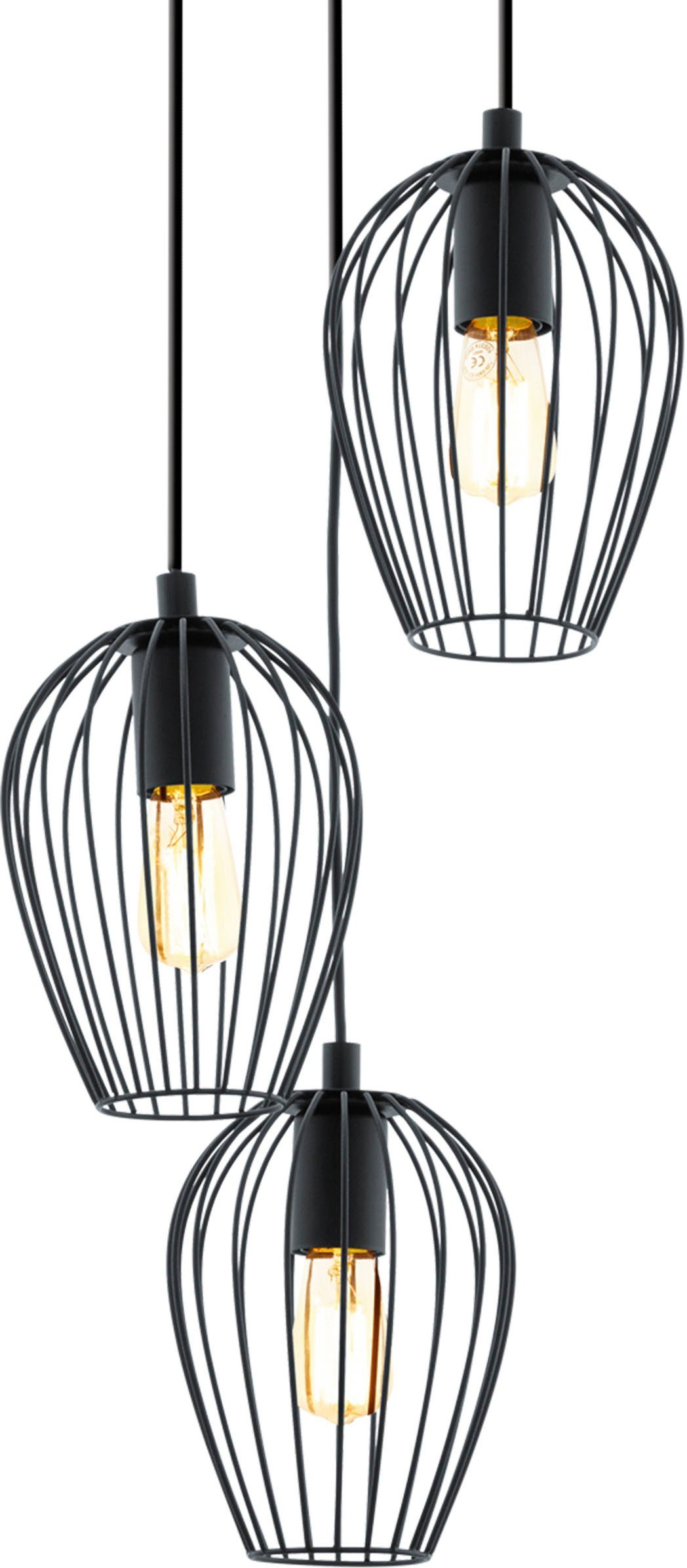 EGLO Pendelleuchte NEWTOWN Pendellampe, schwarz, Stahl, E27, Hängeleuchte, günstig online kaufen