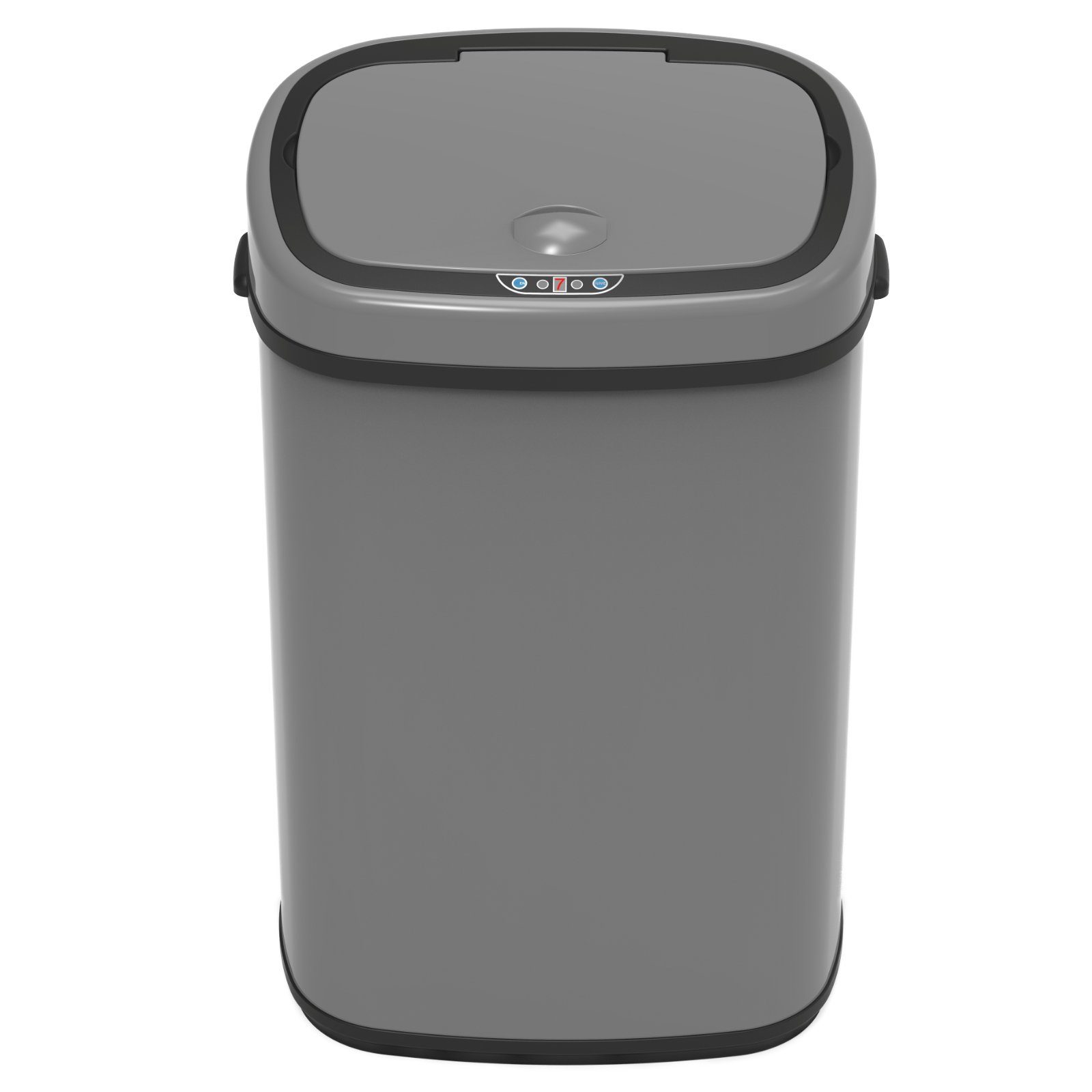 SVITA Mülleimer, 30L, Bewegungssensor, Klemmbeutel für Müllbeutel, Stahl, Grau