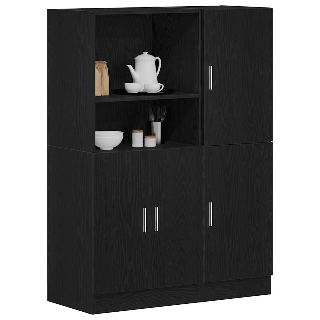 vidaXL Regal 2-tlg. Küchenschrank-Set Schwarz Holzwerkstoff, günstig online kaufen
