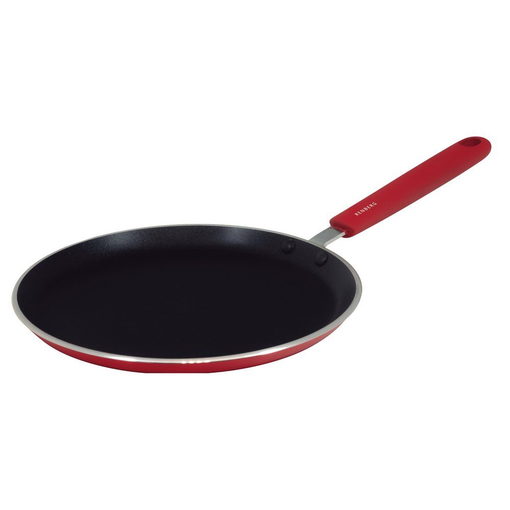 Renberg Crêpepfanne Pfanne, Pancakes, Pfannkuchenpfanne, Stielpfanne, Bratpfanne, gepresstes Aluminium, SoftTouch- Griff, Größe(H) 24 cm x 1,8 cm, zum Aufhängen