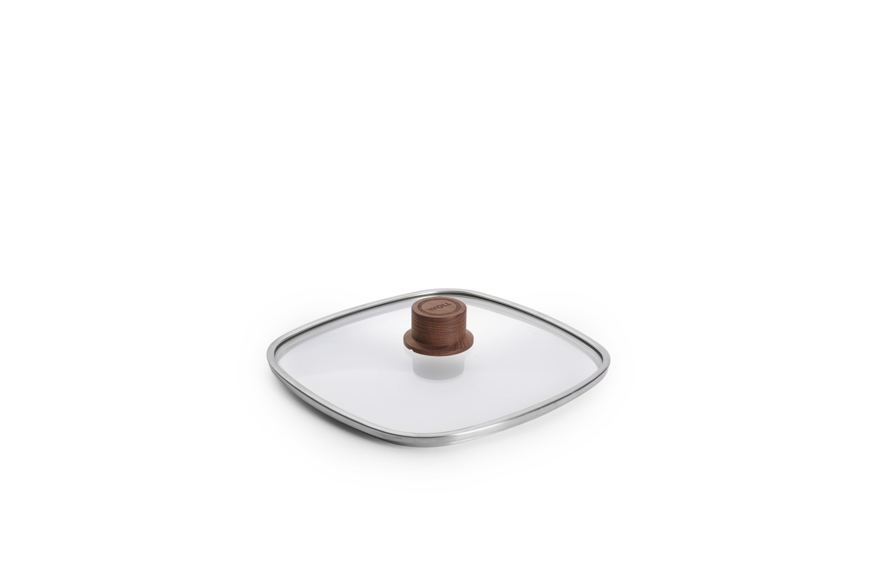WOLL Universaldeckel WOLL Eco Logic Sicherheitsglasdeckel mit Holzknopf, viereckig, (1-tlg), Hitzebeständig, Spülmaschinengeeignet, für Pfannen und Töpfe