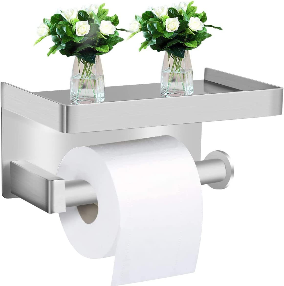 WC Klopapierhalter Toilettenpapierhalter Rollenhalter aus BAMBUS & EDELSTAHL 