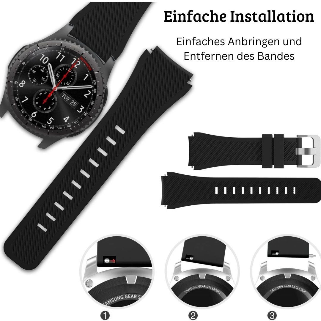 SmartUP Uhrenarmband Galaxy / Pro S3 Samsung S2 4 / Frontier Gear #1 Watch Schwarz Für 5 Classic 6