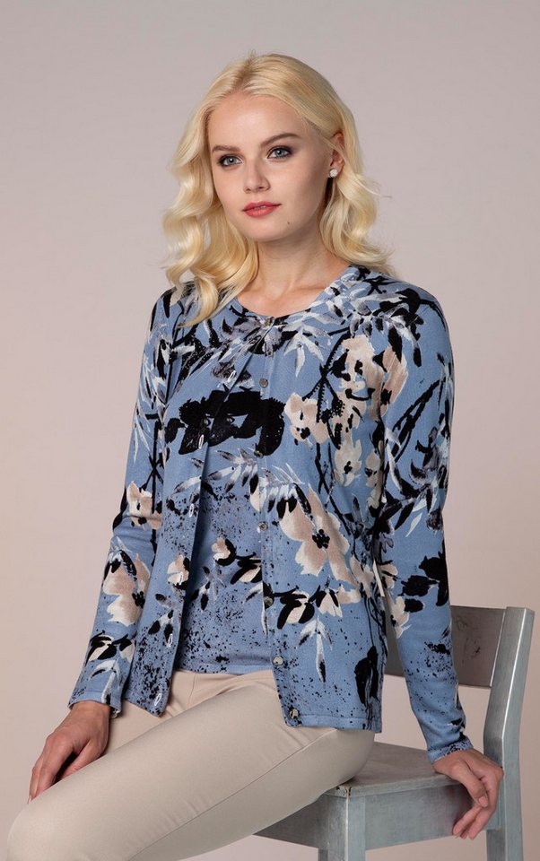 Passioni 2-in-1-Strickjacke Twinset mit zartem Blumenprint
