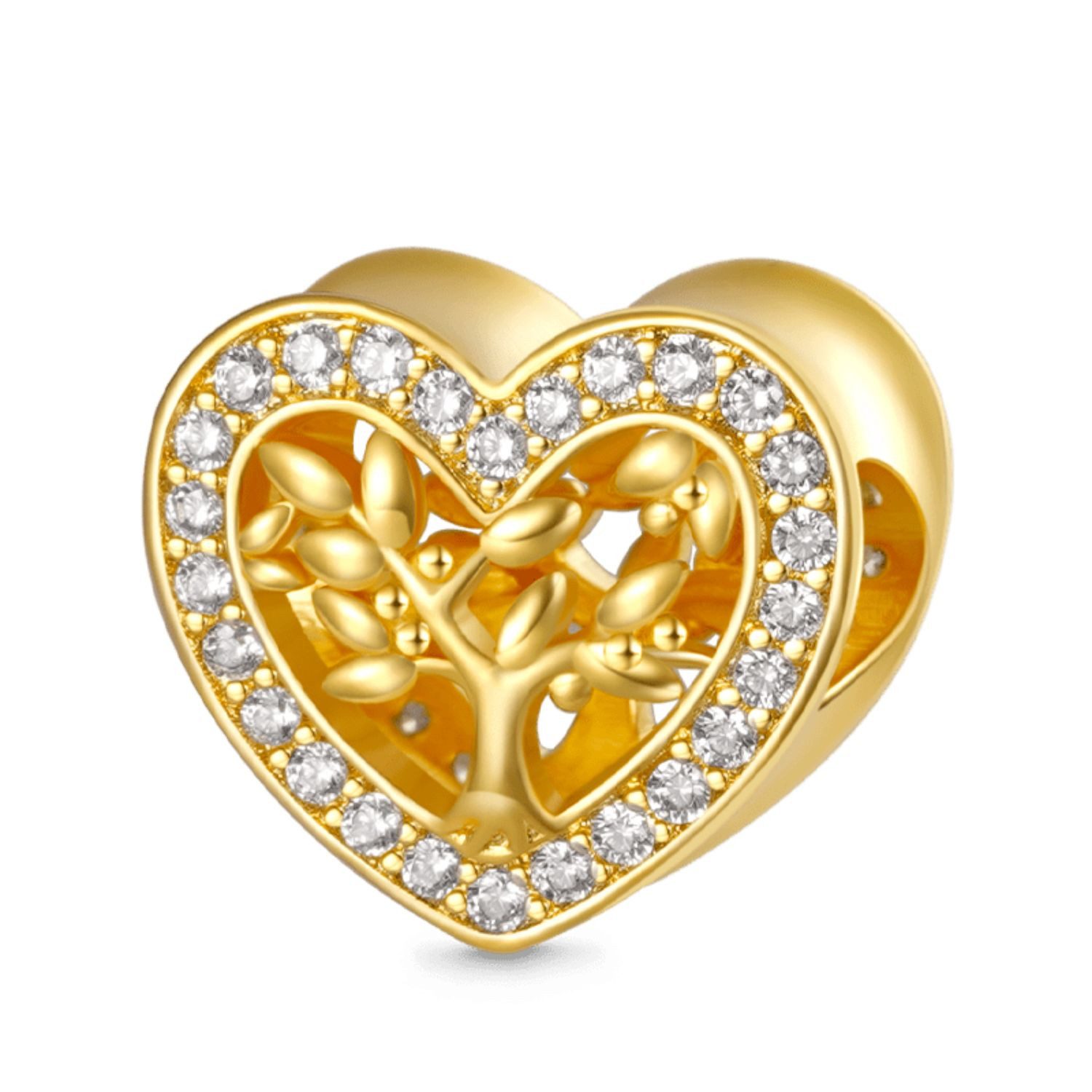 Gnoce Bead Gnoce Charm Stammbaum Herz GGC033 Silber vergoldet