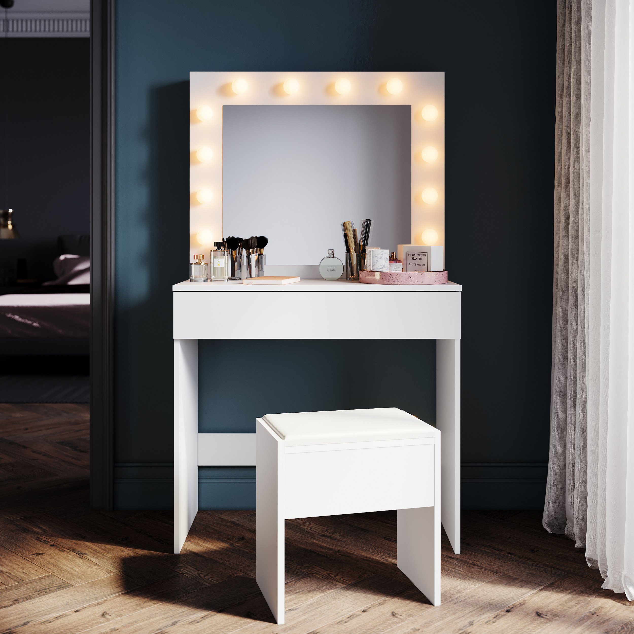 SONNI Schminktisch Moderne schwarze Schminktische, mit Spiegel, Hocker, Sch günstig online kaufen