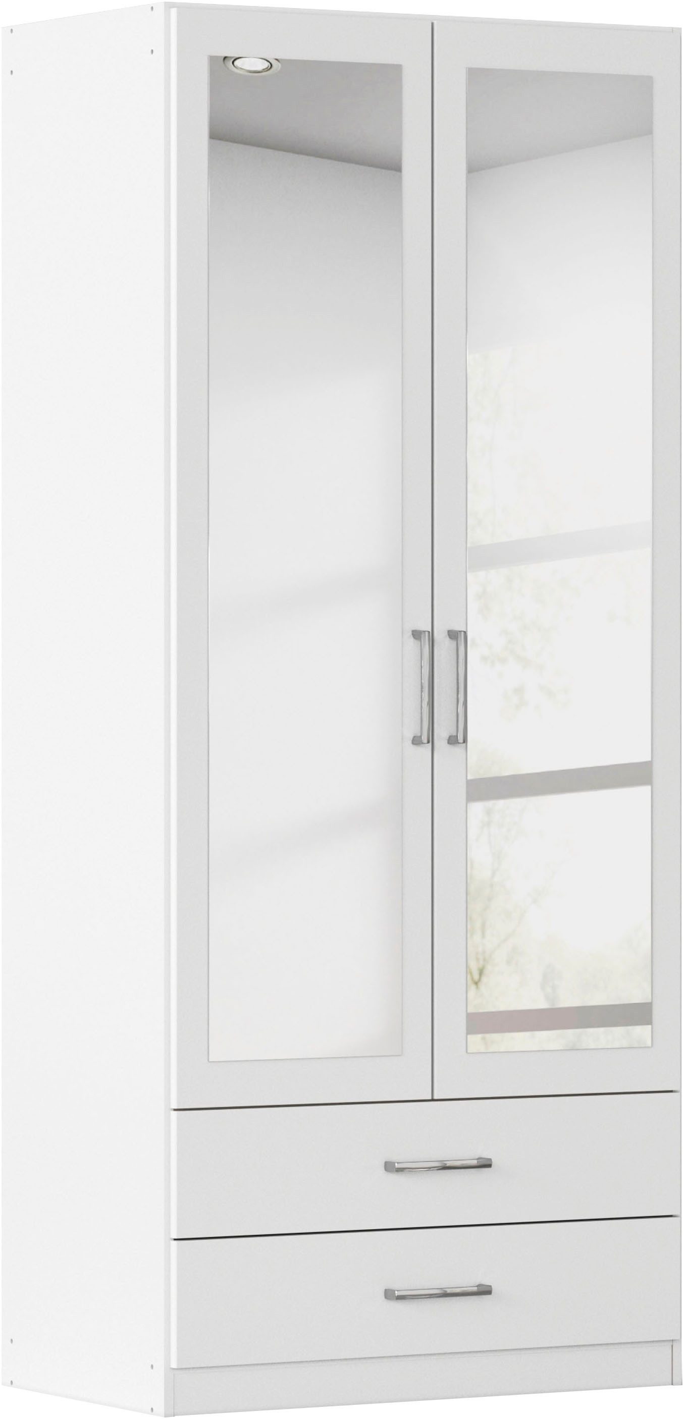 rauch Kleiderschrank Schrank Garderobe Ankleide GAMMA Breiten 91/136/181/226/271/315/360 cm (in 3 Ausstattungen BASIC/CLASSIC/PREMIUM (inkl. SOFT-CLOSE-Funktion) verschiedene Griff-Varianten, mit Spiegel TOPSELLER MADE IN GERMANY