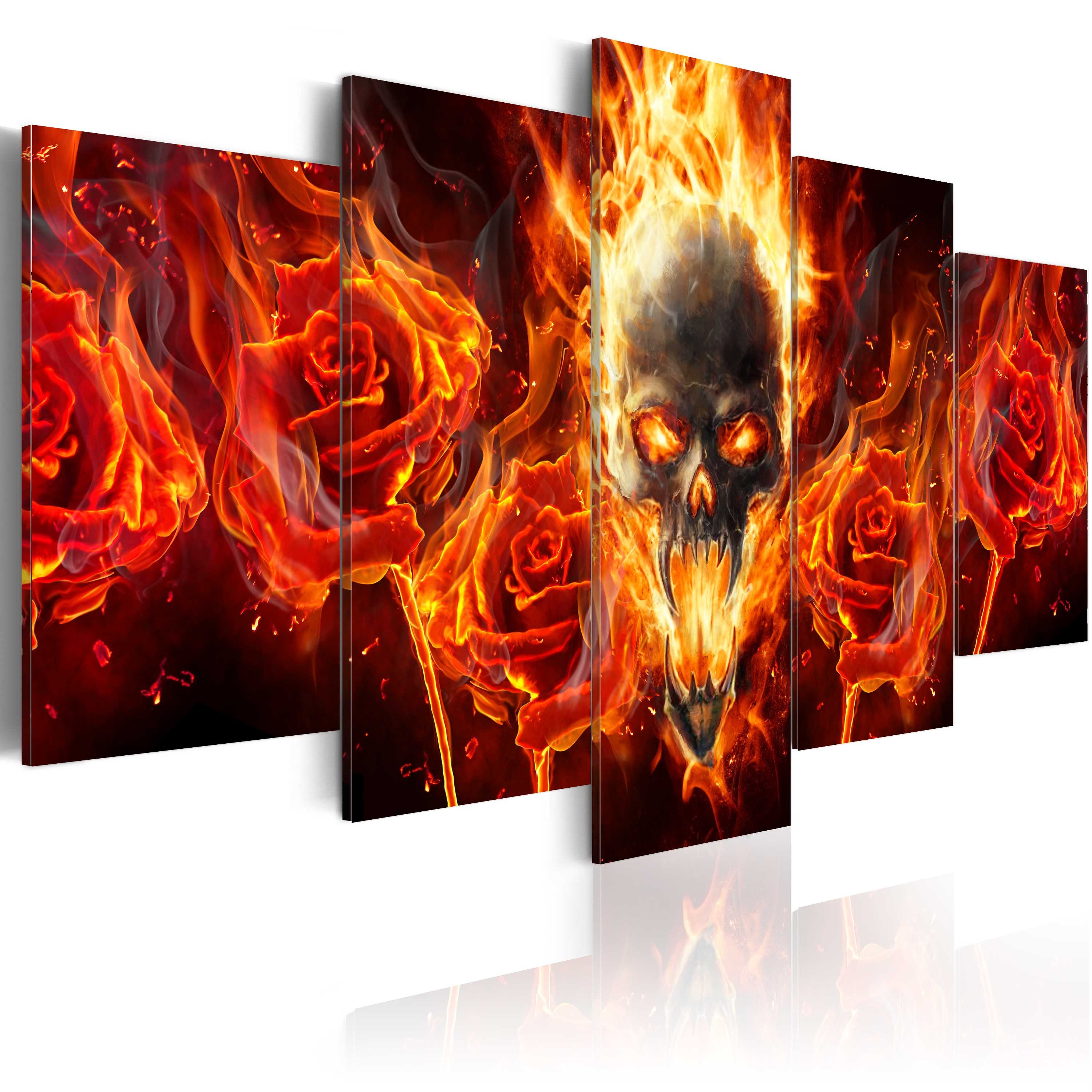 Wandbild Feuer Schädel