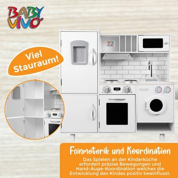 Baby Vivo Spielküche Kinderküche Spielküche aus Holz - Bruno in Weiß