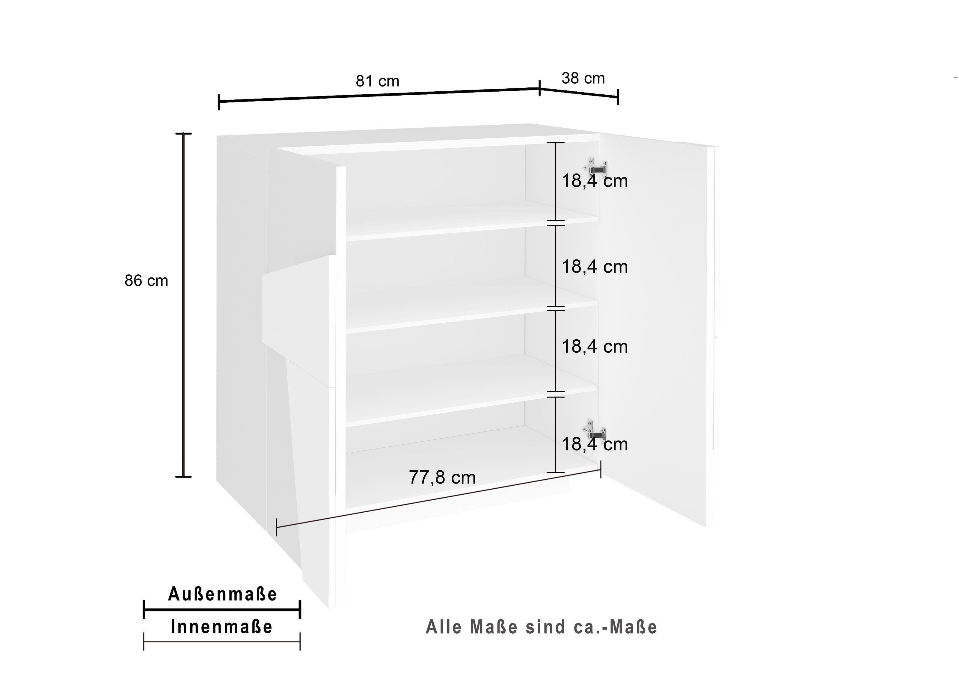 möbelando Schuhschrank Piacenza 81 x 86 x 38 cm (B/H/T)