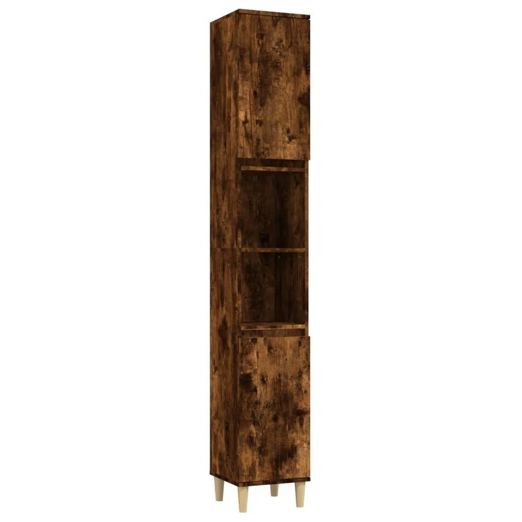 Badezimmerspiegelschrank Räuchereiche Holzwerkstoff cm vidaXL Badschrank 30x30x190 (1-St)