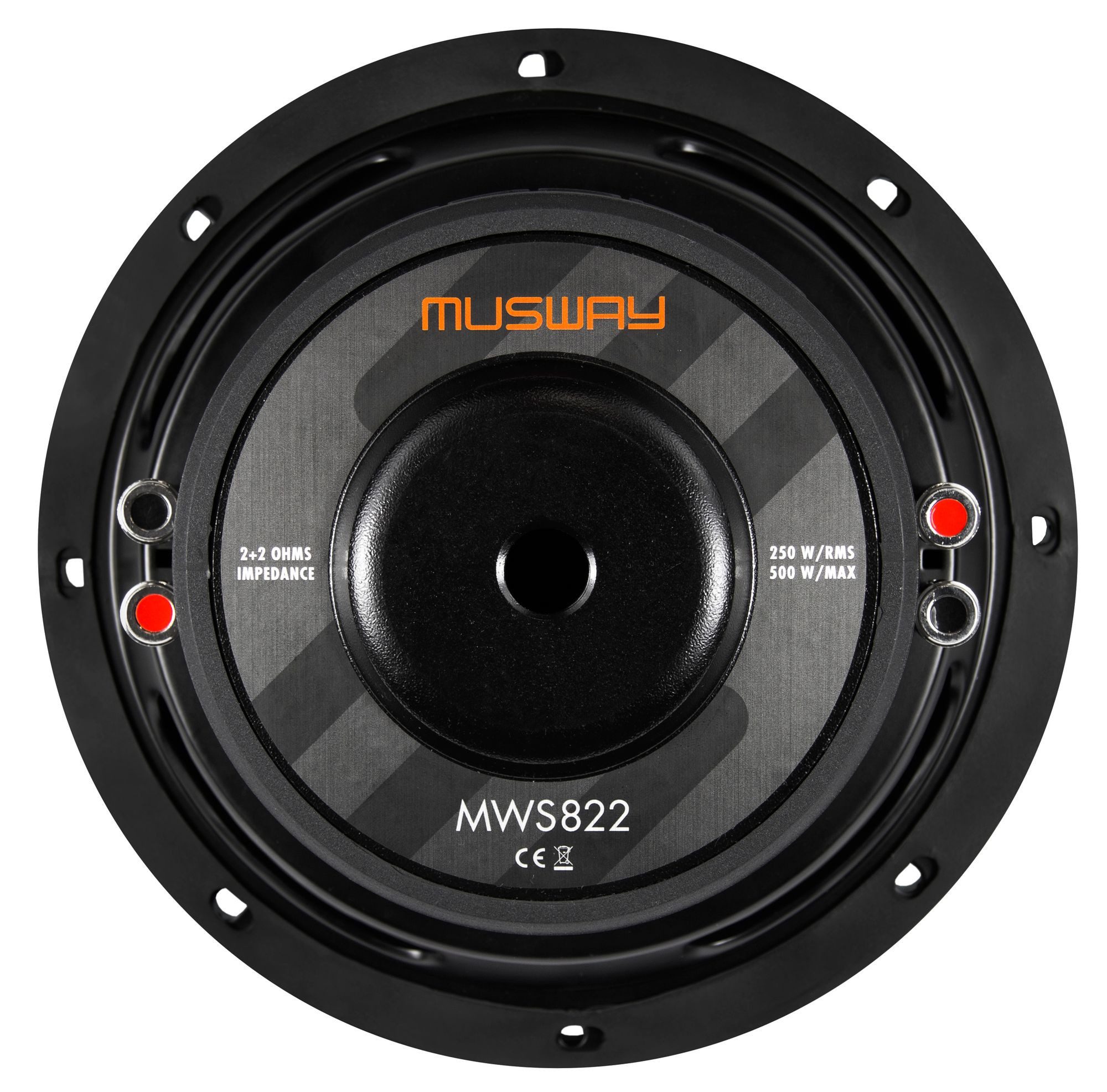 Musway MWS822 8" FLAT Subwoofer 8" (20 cm) FLACH Subwoofer 2 + 2 Ohm Auto-Subwoofer (250 W, max.: W 20 cm)