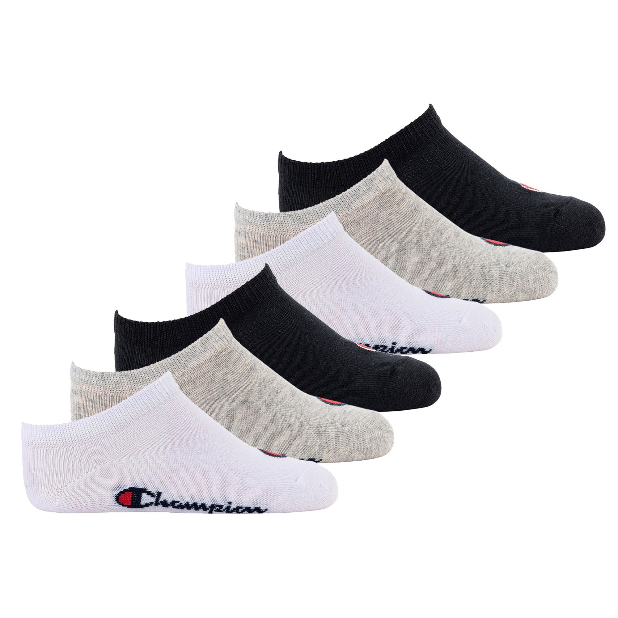 Champion Freizeitsocken Kinder Socken, 6er Pack- Crew Socken, einfarbig Schwarz/Grau/Weiß | Socken