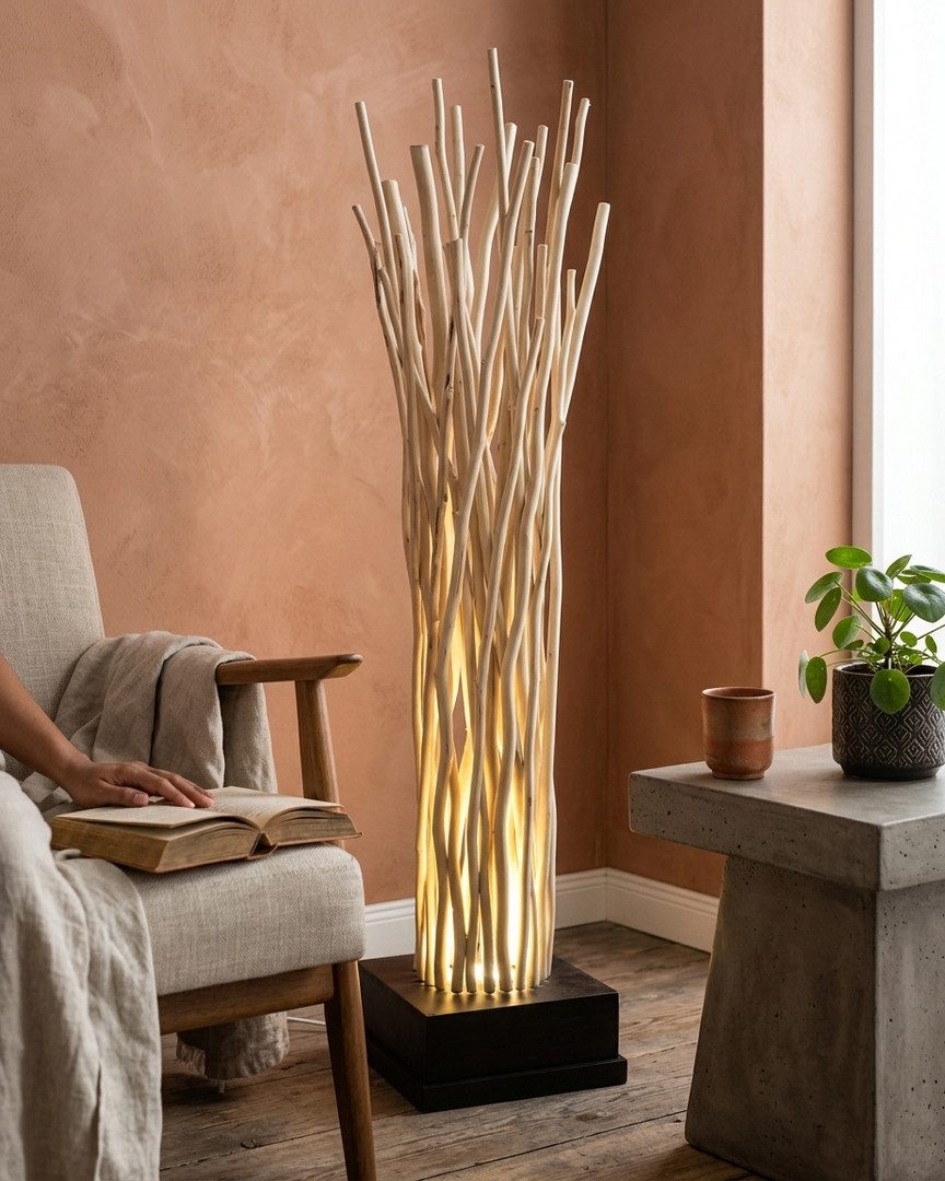 Kinaree Stehlampe Treibholz SAMUI II, Stehlampe aus Holz, ohne Leuchtmittel