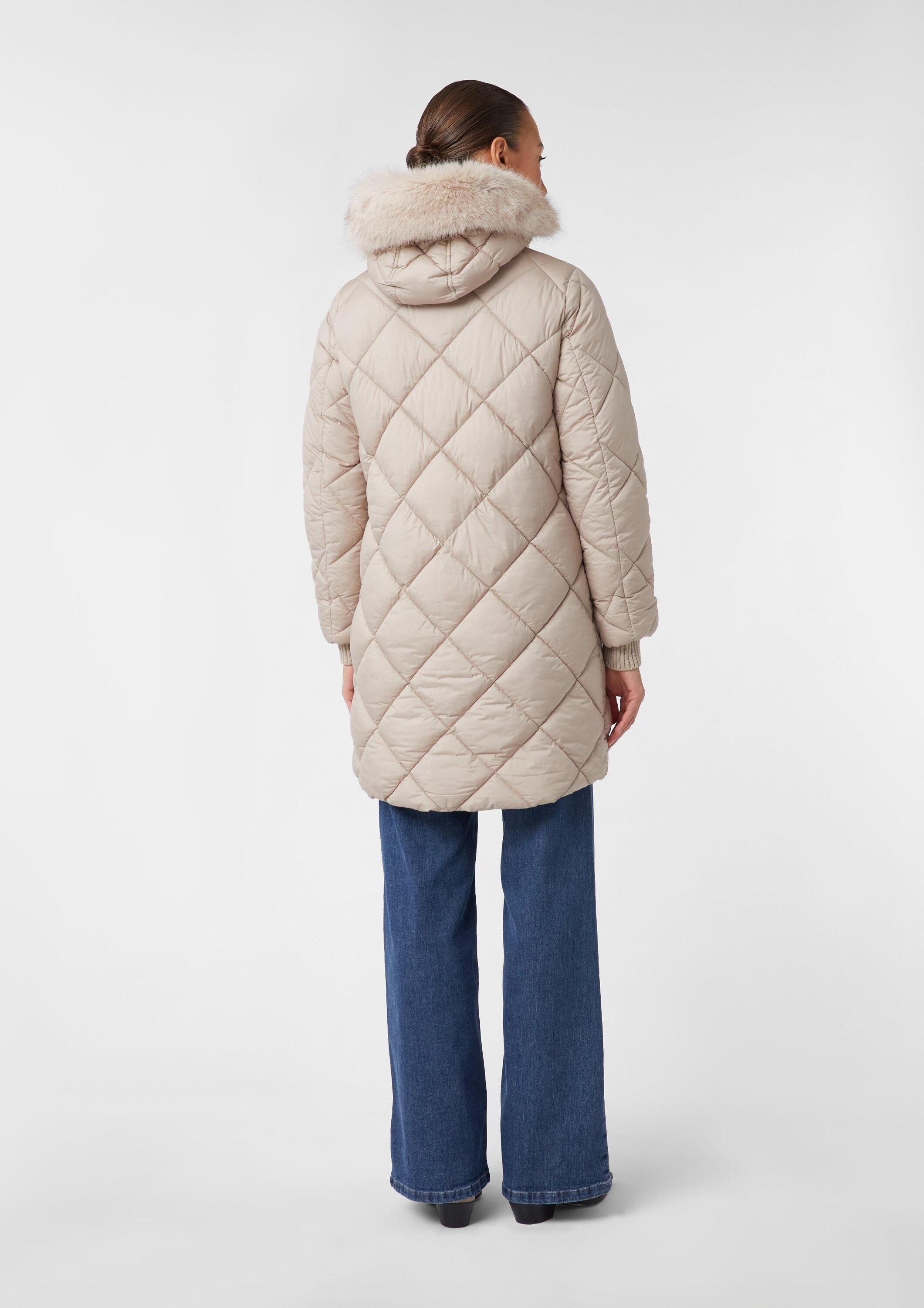 comma Wintermantel Outdoor-Mantel Steppmantel mit abnehmbarem Fellbesatz