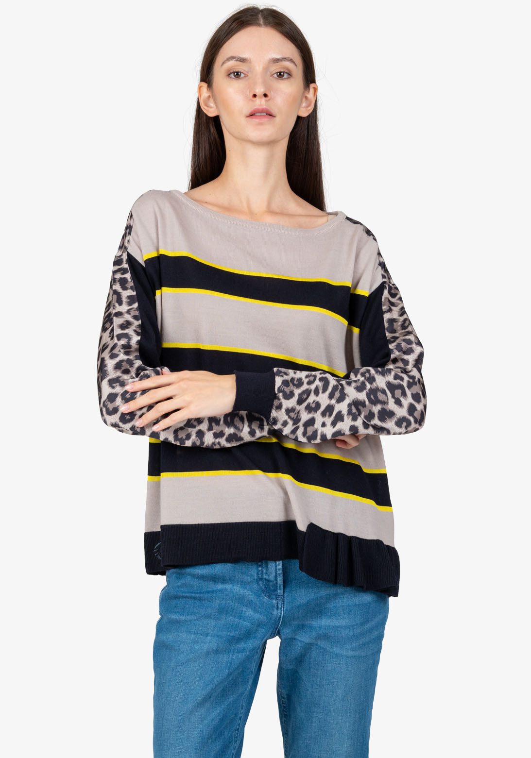 Sportalm Kitzbühel Rundhalspullover mit Animalprint günstig online kaufen