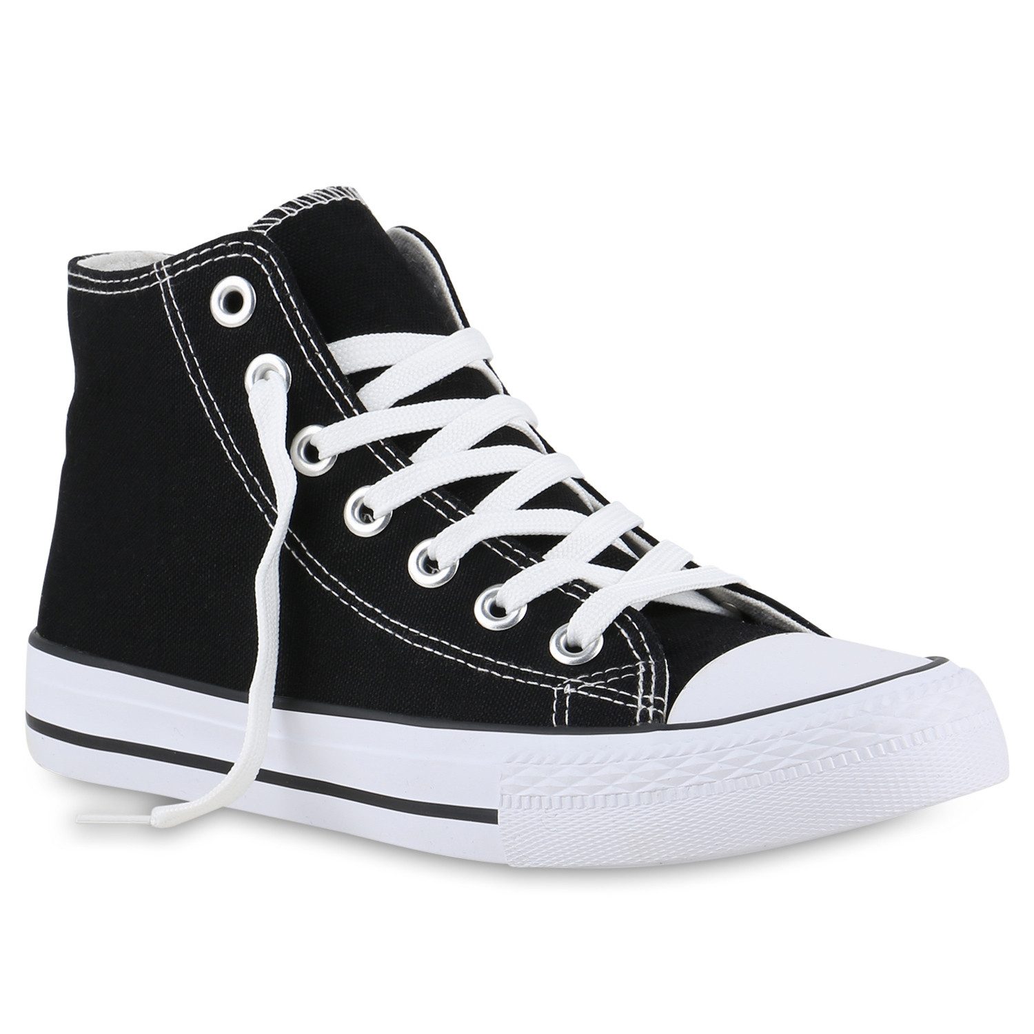 VAN HILL 841313 Sneaker Damen Sneaker High Schnürer Bequeme Basic Freizeit Stoff