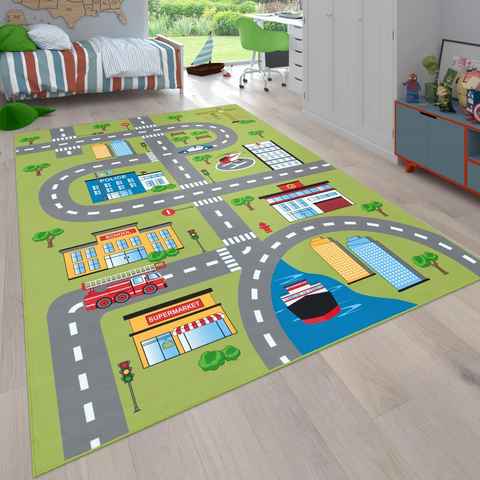Kinderteppich Bino 570, Paco Home, rechteckig, Höhe: 4 mm, Kurzflor, Straßen-Spiel-Teppich, Kinderzimmer