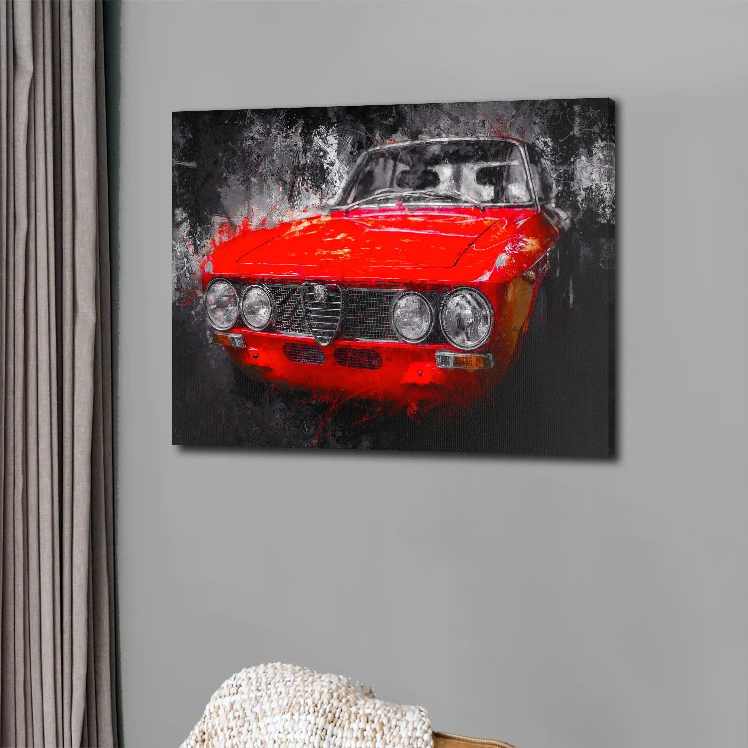 Artedinoi Leinwandbild Alfa Romeo GTV Abstract Auto Wandbild Leinwandbild Kunst XXL Deko