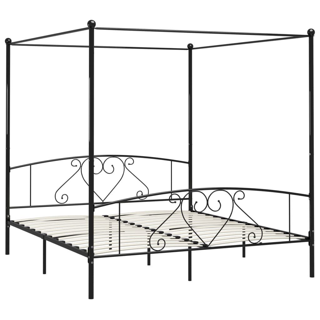 furnicato Bettgestell Himmelbett-Gestell Schwarz Metall 180 günstig online kaufen