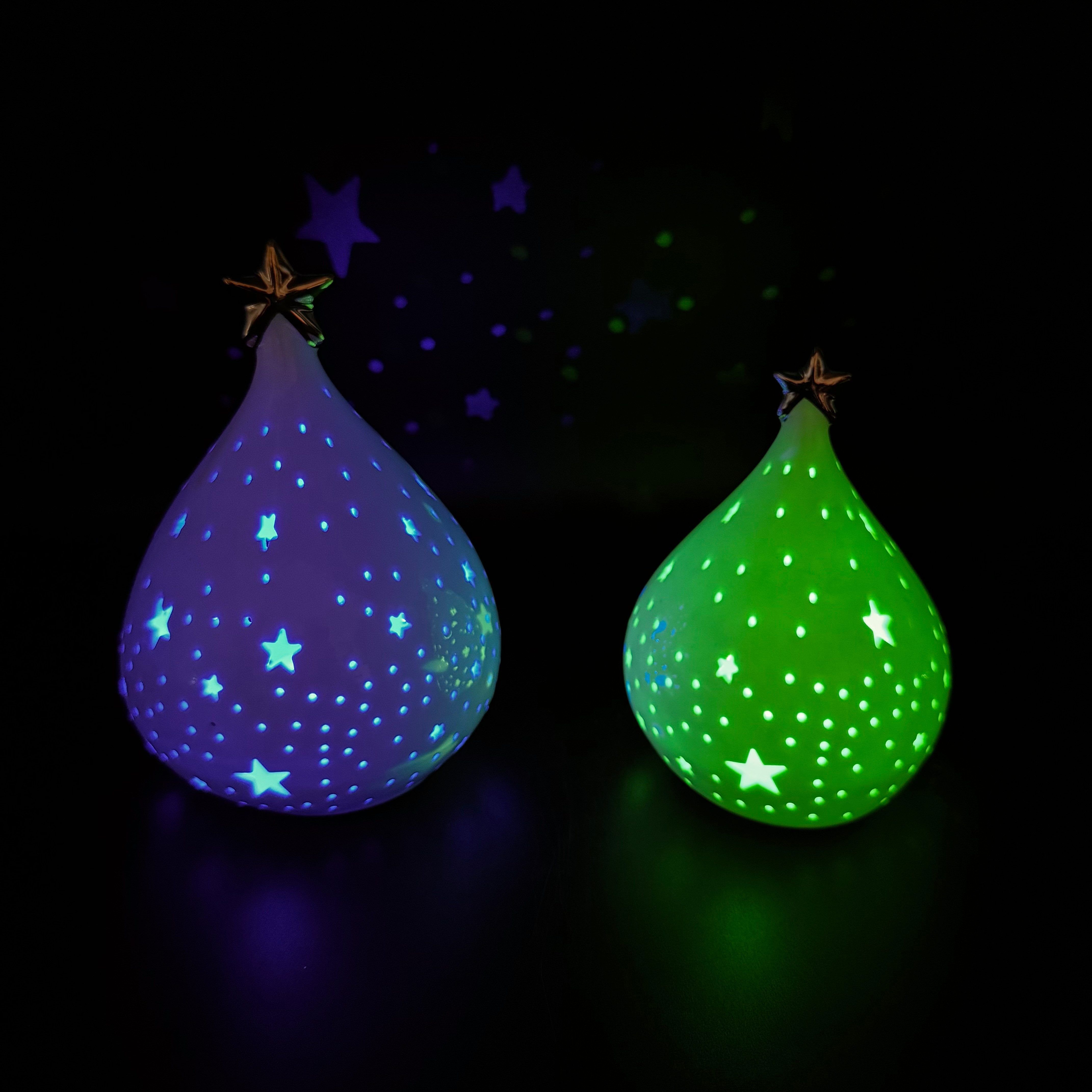 Online-Fuchs LED-Dekofigur Keramik Tropfen mit LED-Beleuchtung und Timer - Deko Herbst & Winter (warmweiß oder seichter Farbwechsel wählbar, 14 & 17 cm groß), i – Bild 5 von 5