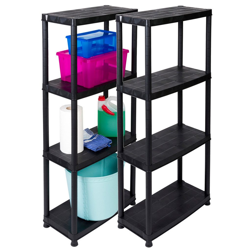 Kreher Standregal Set: 2 x 'Primo' mit 4 Böden aus Kunststoff in Schwarz, 2 günstig online kaufen