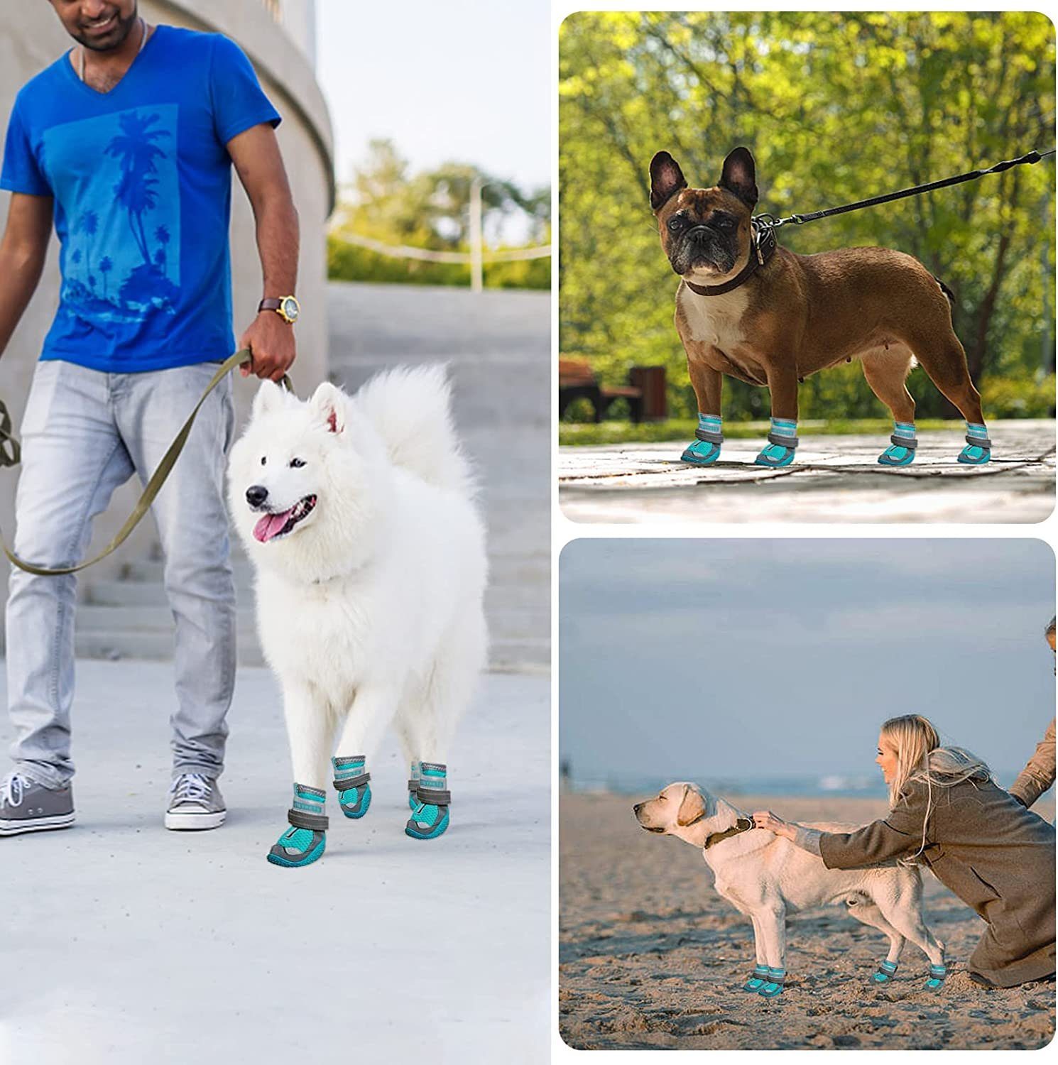 GelldG Hunde und Outdoor-Sport Sohle Reflektierendem Riemen für Anti-Rutsch Socken Cyan(stil3)