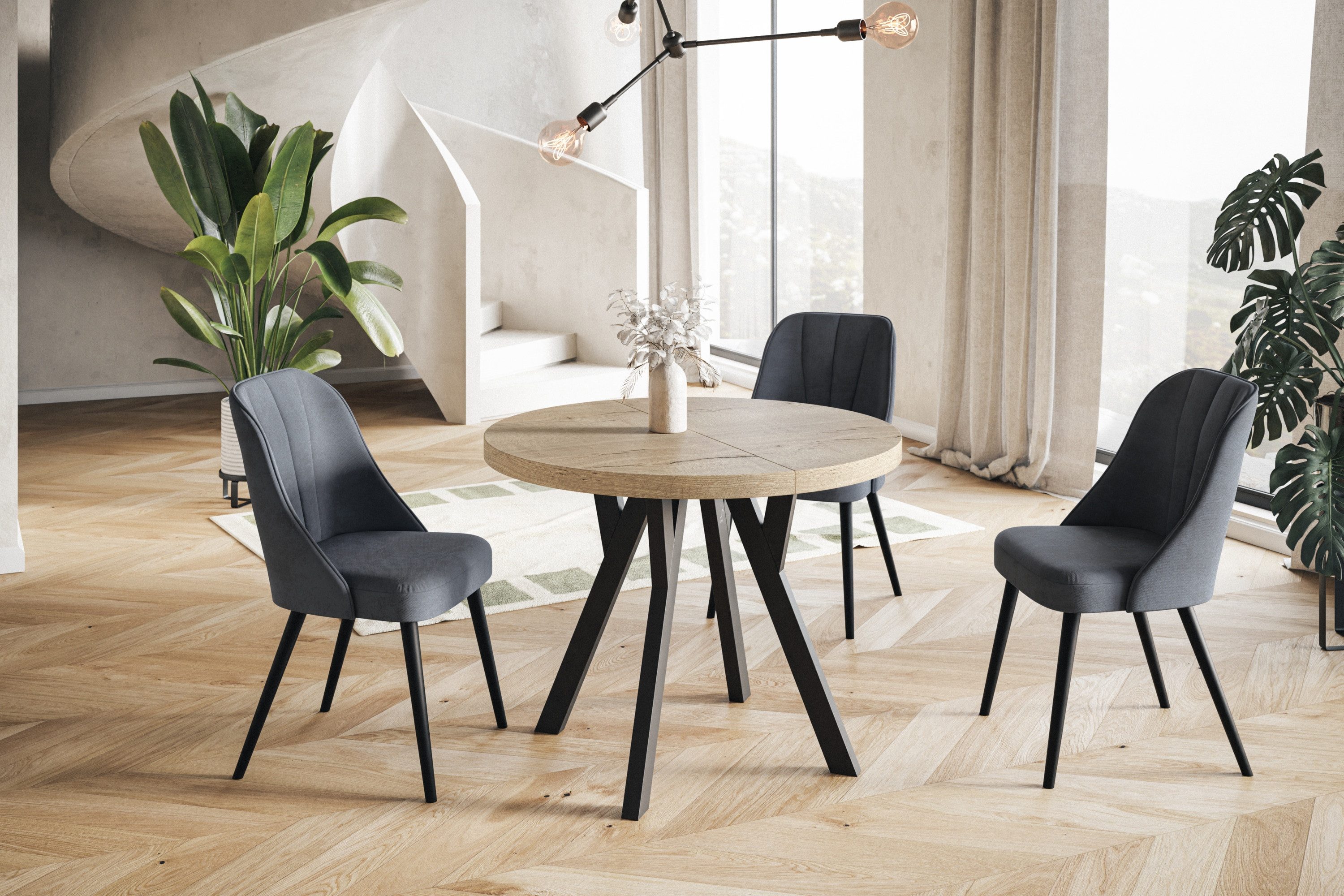 Alpi-Möbel Esstisch Wohnzimmertisch - Ausziehbarer runder Tisch 80-120 cm - günstig online kaufen