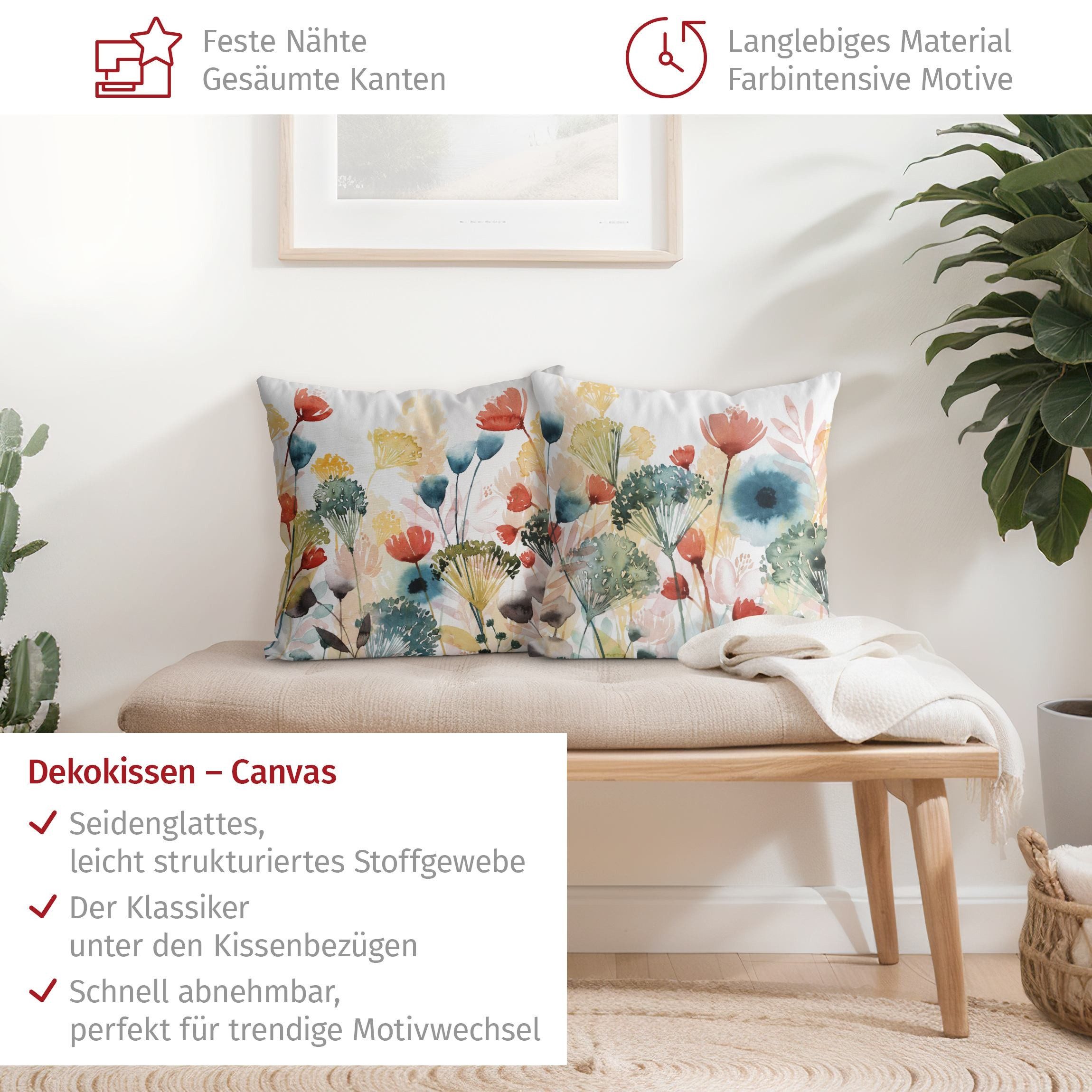 Bilderdepot24 Dekokissen 2-teilig drinnen Kissenhülle/ Sofakissen/ Zierkissen Kissenhülle bunt, Bezug Aquarell mit / ohne Füllung Zierkissen Outdoor Sofa Bett