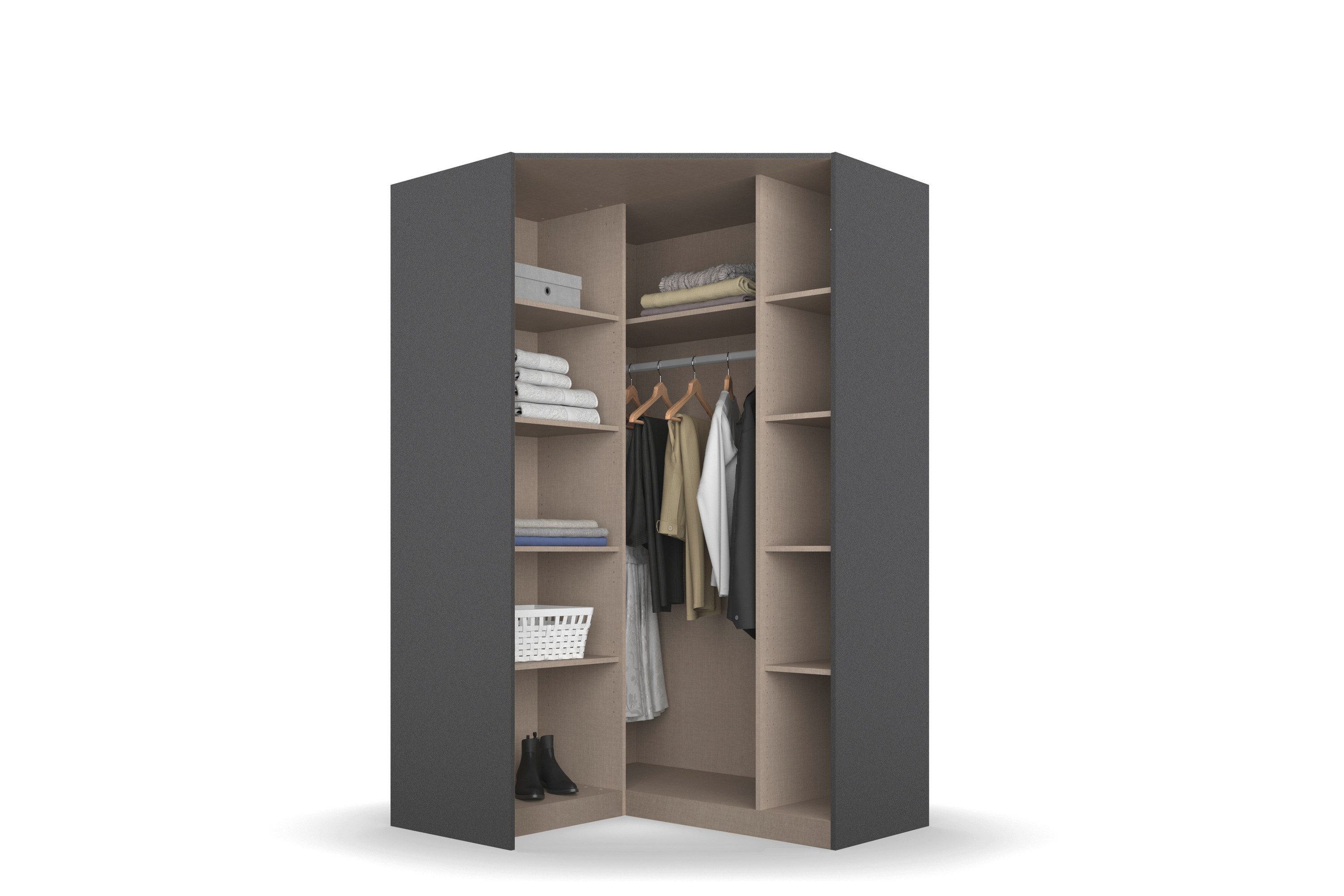 OTTO home Eckkleiderschrank Kleiderschrank Schrank Ankleidezimmer Schlafzimmer Garderobe AGORDO (in zwei Griff-Farben, Breite/Tiefe 117x117 cm, Höhen 210/229 cm – Bild 5 von 5