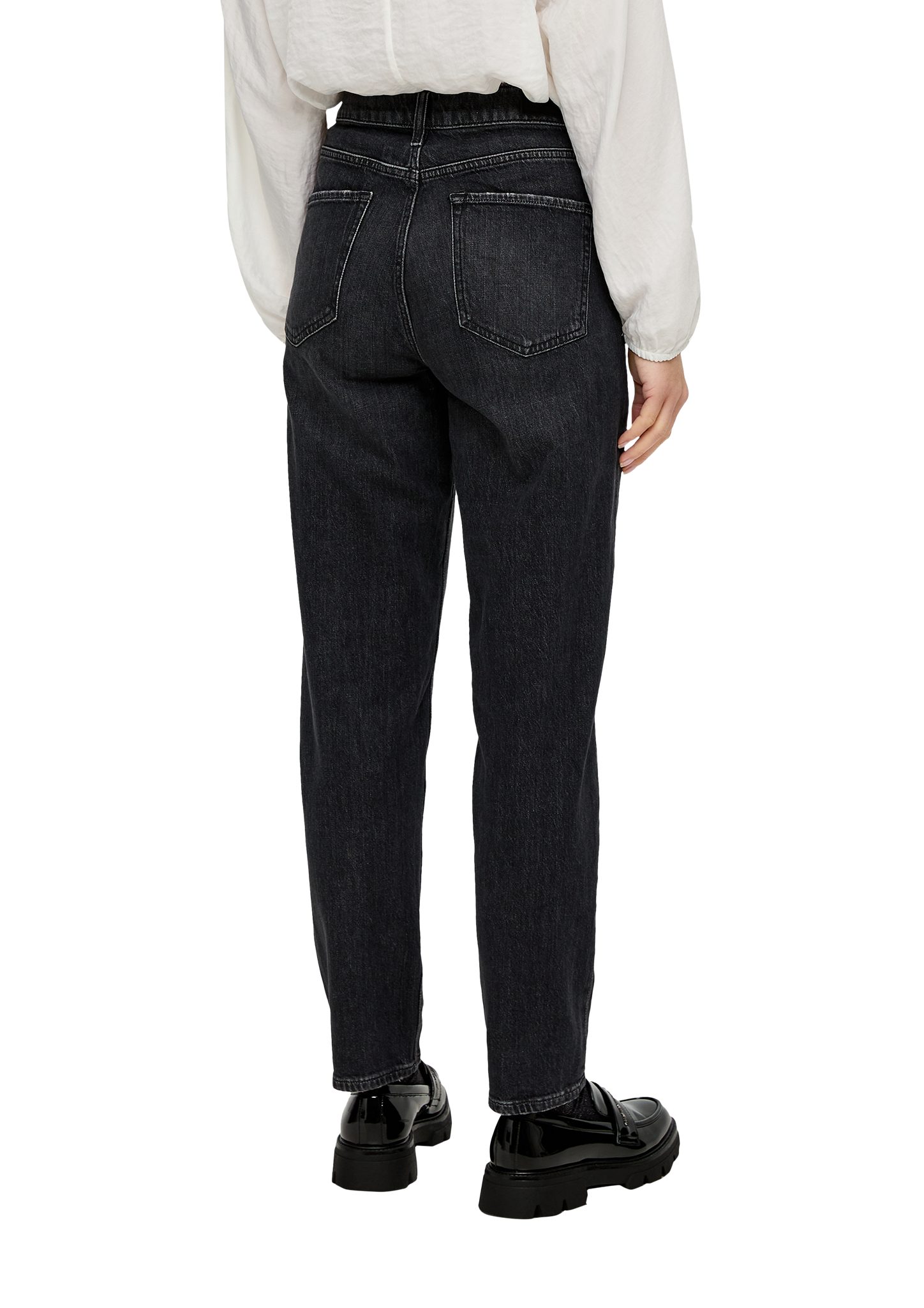 s.Oliver 7/8-Jeans Ankle-Jeans graphit Nieten / / Rise / Waschung, Fit High Leg Tapered Label-Patch, Regular