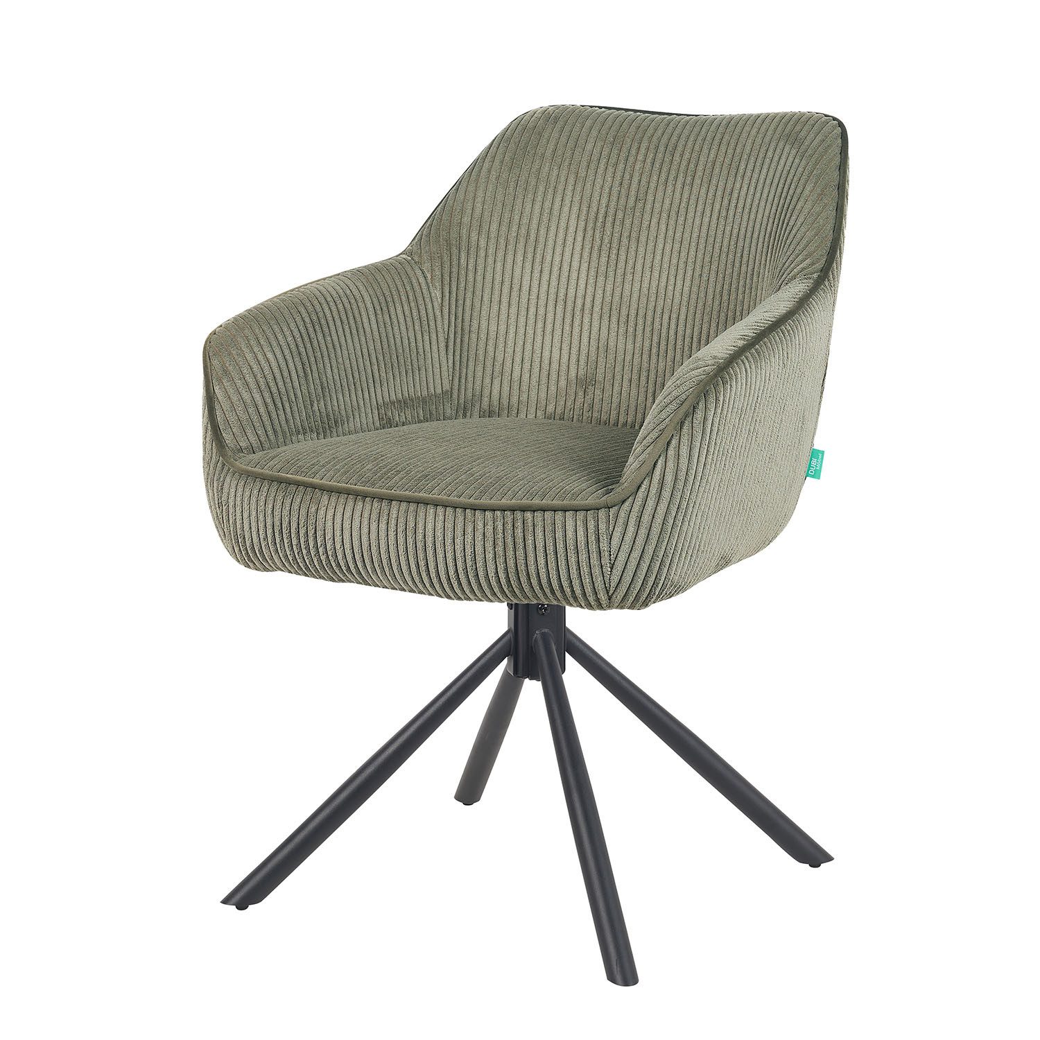 DUBI Möbel Polsterstuhl Mika-Maya, Federkern, pulverbeschichtet, 360° drehbar im 2er-Set