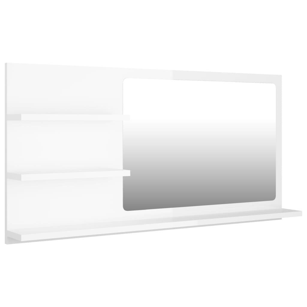 vidaXL Spiegel Badspiegel 90x10,5x45 Spanplatte cm Hochglanz-Weiß