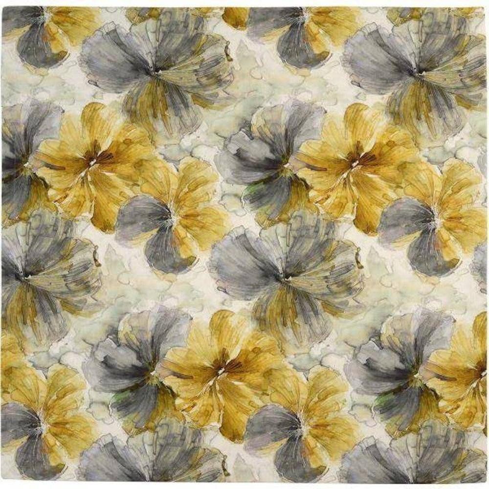 sander table + home Tischdecke Sander Tischdecke Jane Gold Grau – Aquarell Blumen aus Baumwolle