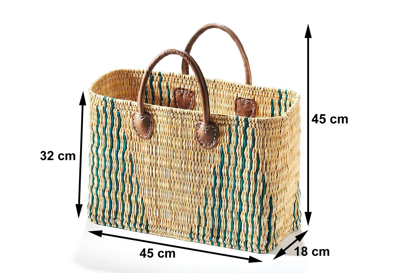 Kobolo Shopper Seegrastasche STRIPES grün mit Lederhenkel günstig online kaufen