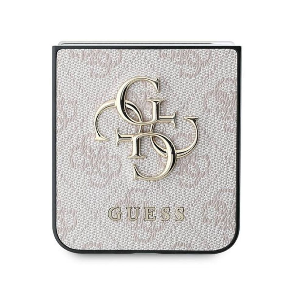 Guess Handyhülle Case Galaxy Z Flip 6 Kunstleder rosa Muster Big Logo goldfarben 6,7 Zoll, Kantenschutz – Bild 5 von 5