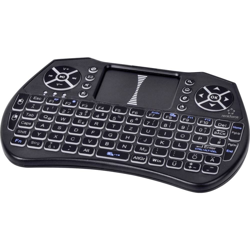 Renkforce RF-MWK-103 Funk Tastatur Deutsch, QWERTZ Schwarz Integriertes Touchpad Tastatur (Integriertes Touchpad)
