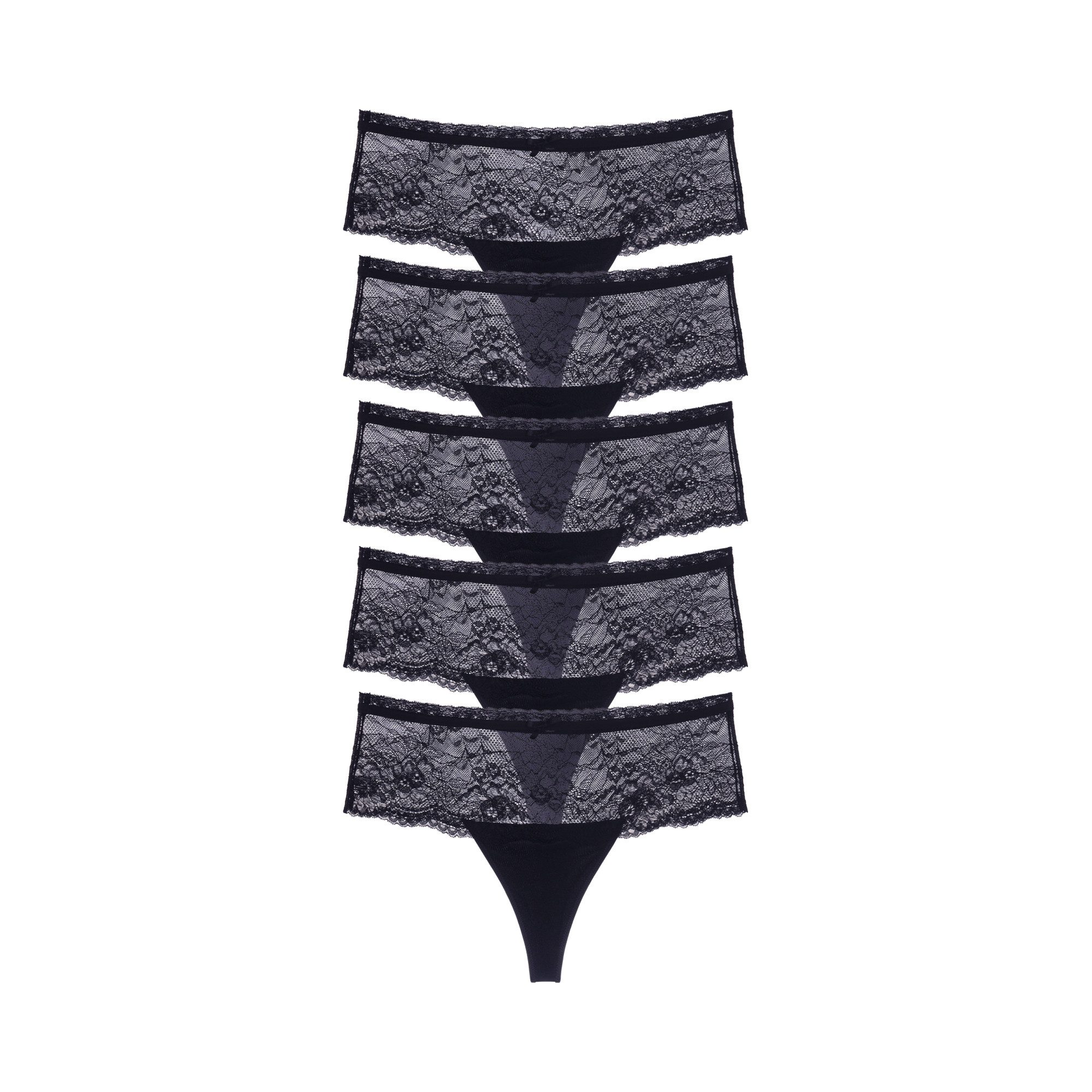 Dorina High-Waist-String Nina breiter Bund, leicht transparent, mit Spitze, weich, mit Schleife, eng